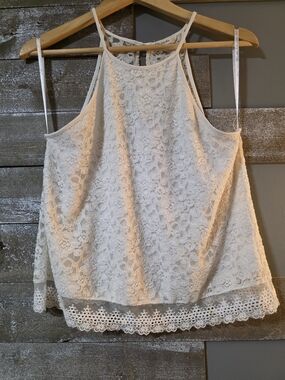 Chloe & Katie White Lace Halter Cami
